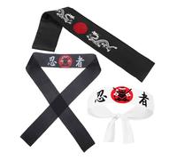 GAROZATION 3pcs Japanese Ninja Headbands Samurai Style Chef Bandana for Kitchen Sports Cosplay Costume Parties Traditional Karate Hachimaki for Adults