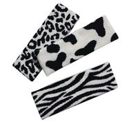 GAROZATION 3pcs Knitted Elastic Headbands for Women Zebra and Cow Prints, Breathable and Smooth Wiring Hairbands, for Face Mask and Spa Use