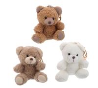 GAROZATION 3PCS Plush Bear Keychains Small Soft Sitting Animal Pendant for Backpack Bag Purse Decoration Christmas Party Favors