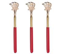 GAROZATION 3pcs Red Telescoping Back Scratcher and Back Massager Set Made of Stainless Steel with Excellent Craftsmanship and Delicate Design, Portable Tool for Itching Relief and Relaxation