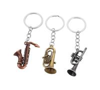 GAROZATION 3pcs Vintage-inspired Metal Saxophone Keychain with Polished Surface Music Instrument Charms for Musicians Jazz Lovers