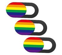 GAROZATION 3PCS Webcam Privacy Cover Slide for Laptop Tablet Ultra Thin Peeping Sticker with Unique Rainbow Stripe Pattern Easy Installation for Enhanced Security