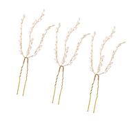GAROZATION 3pcs Wheat Ear Pearl Hairpin Bridal Jewels Wedding Hair Pins Set Alloy Gold Updo Hair Accessories Bridal Piece for Women