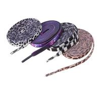 GAROZATION 4 Pairs 140cm Elastic Galaxy Pattern Shoelaces Replacement for Sneakers Sports Shoes, Patterned Shoe Strings Including Leopard Brown, Cow Print, Zebra Black White