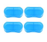 GAROZATION 4 Pcs Portable Small Pill Case with 2 Grids, Lightweight Blue Plastic Travel Case for Daily Pill Storage and Pocket Medicine Organisation