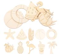 GAROZATION 40pcs Unfinished Hawaiian Wood Cutouts DIY Beach Theme Wood Slices with Assorted Designs, Versatile and Easy to Paint Wooden Pieces for Home Decor and Party Decorations