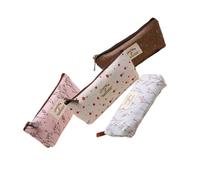 GAROZATION 4pcs Canvas Pencil Cases Floral Print, Washable and Multifunctional Zipper Pouches for Stationery, Cosmetics, and Travel, Featuring Delicate Pastoral Pattern and Friends