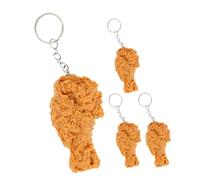 GAROZATION 4pcs Chicken Leg Keychain Set Fun PVC Fried Chicken Souvenirs for Bags and Car Keys Creative Fast Food Keychains Cute and Accessories for Ages