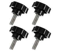 GAROZATION 4pcs Clamping Screw Knob Handle, Star Knob Thread, 38mm Diameter, M10 X 25 External Thread, Black Abs and Stainless Steel, for Mechanical Equipment and Industry Equipment