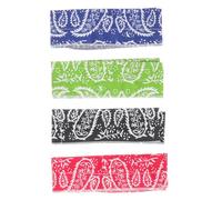 GAROZATION 4pcs Cooling Sports Headbands for Women, Breathable Cotton-blend Hair Scarves with Red Green Blue Black Leaf Patterns, Summer Outdoor Sweat-absorbent Hair Ribbons for Running Yoga