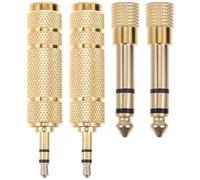 GAROZATION 4pcs Golden Copper Audio Jack Converter Adapter 6.35mm Female to 3.5mm Male Plug Adapter Small and Light Plug and Play for Entertainment and Sing