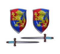 GAROZATION 4pcs Inflatable Blade and Shield Set - Blue PVC Viking Shield and Pirate for Halloween Cosplay Party Favors and Dress-Up Accessories