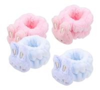 GAROZATION 4pcs Plush Wrist Bands for Spa Use, Hand Washable Wristbands for Shower and Face Washing, Keeps Arms Dry with Adorable Colourful Design for Women