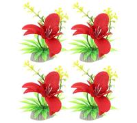 GAROZATION 4pcs Red Sushi Plate Flowers Decoration for Restaurant Table, Made of Sturdy Plastic and Cloth, Not Easy to Break, for Garden and Events Use