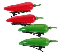 GAROZATION 4PCS Vegetable Chili Pepper Hair Clips for Women Cute Alligator Hairpins Food-Themed Design Fun Hair Accessories for Girls Parties and Festivals