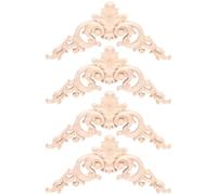 GAROZATION 4pcs Wood Carved Corner Applique Unpainted Frame Synthetic Material Easy to Install Simple to Operate Classical Style Cabinet Door Mirror Decor for Housewarming