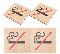 GAROZATION 4pcs Wood No Smoking Sign Board Conspicuous Warning Logo Remind Smokers for Restaurants and Schools