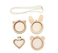 GAROZATION 5 Pcs Mini Wood Cross Stitch Fixing Frame Embroidery Hoops for Sewing and Stitching, Easy to Assemble with Hanging Pendant, Hand-Made Wooden Shapes Including Kitten, Bear, Rabbit,