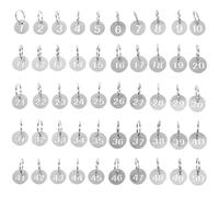 GAROZATION 50pcs Stainless Steel Key Tags with Labels Round Numbered Key Tag Portable Accessories for Homes and Accommodation
