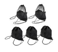 GAROZATION 5pcs Drawstring Backpack Sports Storage Bags Outdoor Basketball Football Sack Lightweight Black Full Cloth and Half Mesh Sport Ball Bag for Men