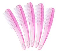 GAROZATION 5pcs Nail Duster Brush Fingernail Brush Nail Cleaner Plastic Material Pink Colour Curved Handle Easy to Grip Suitable for Art