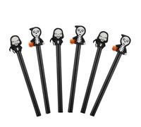 GAROZATION 6 Pcs Halloween Silicone Gel Pens 0.5mm Luminous Skull Design for Writing and Drawing, Vivid Novelty Stationery Suitable for Classroom Party and