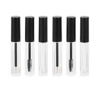 GAROZATION 6PCS Frosted Black Cap Transparent Mascara Bottle with Eyelash Brush Wands for DIY Cosmetic Storage Portable Refillable Containers for Home and Travel Makeup Use