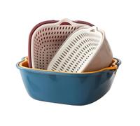 GAROZATION 6Pcs Fruit and Vegetable Wash Drain Basket Set with Double-Layer Hollow Design Quick Drainage Kitchen Colander for Washing Fruits and Vegetables for Home Kitchen