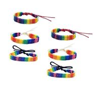 GAROZATION 6pcs Handmade Braided Rainbow Wristbands Pride Bracelets Unisex Woven DIY Friendship Bands for Lgbt Party Favor Comfortable Skin Friendly Accessories