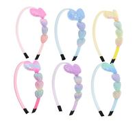 GAROZATION 6pcs Headband Colorful Heart Shaped Hairbands for Multicolor Gradient Rainbow Design Easy Wear Birthday Party Accessories