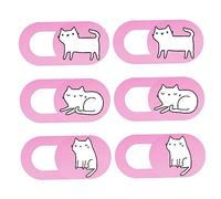 GAROZATION 6pcs Laptop Camera Privacy Cover Slide Webcam Privacy Covers Material Cat Design