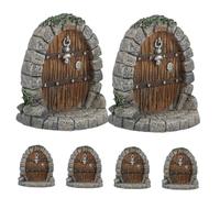 GAROZATION 6pcs Resin Fairy Garden Doors Miniature Outdoor Micro Landscape Decorations Tiny House Ornaments for Tree Trunks Bonsai Terrariums Compact Resin Door Accessories