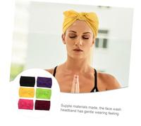 GAROZATION 6pcs Stretchy Wide Headbands for Women with Knotted Bunny Ear Bow Sweat Wicking Yoga Running Workout Hair Accessories Solid Color Turban Headwrap