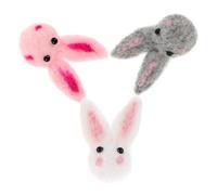 GAROZATION 6Pcs Wool Felt Bunny Brooches Set White Pink Gray Rabbits, 3D Simulation Easter Rabbit Ornament Pins for Women’S Clothing and Bag Decoration