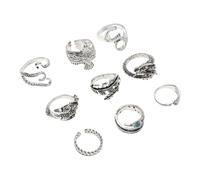 GAROZATION 9pcs Vintage Adjustable Open Rings Alloy Animal Finger Jewelry Lightweight Comfortable Fit with Creative Peacock and for Women and Teens