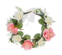 GAROZATION Adjustable Braided Floral Headband for Women Lightweight Simulation Rose Flower Crown Multifuntional Hair Accessory for Weddings Festivals Everyday Wear
