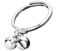 GAROZATION Adjustable Open Ring for Women with Double Ball Bell Design, Cute Copper Finger Ring, Flexible and Stylish Accessory for Daily Wear and Special Occasions