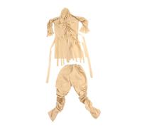 GAROZATION Adult Mummy Costume for Halloween Beige Egyptian Character Playing Outfit with Elastic Wrinkled Chest and Sleeves Comfortable Elastic Pants Full Body Coverage for Men