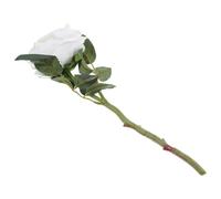 GAROZATION Artificial Decoration Plastic Single with Lint Flower Stem and Rose Material, Extremely Realistic and Forever or Blooming White Faux Rose for Kitchen Table Living Room