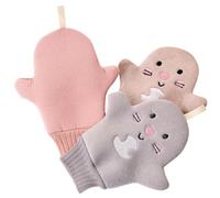 GAROZATION Body Scrub Mitts 3Pcs Reusable Small Exfoliating Gloves for Shower with Creative Cartoon Bath Washcloths in Random Colours Suitable for Bathing