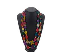 GAROZATION Bohemia Long Woven Necklace for Women with Coconut Shell Pendant and Wood Beads Handcrafted Macrame Beaded Jewelry Fashionable Boho Style for Party Beach Vacation Random Color