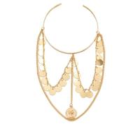 GAROZATION Boho Adjustable Metal Chain Arm Cuff Bracelet for Women Gold Color Trendy Decorative Armlet Tassel and Sequins for Festival Wear