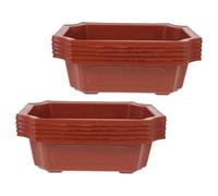GAROZATION Bonsai Pots Vintage Style Rectangular Lightweight Red Plastic 10pcs Garden Bonsai Holders Practical Planting Containers Suitable for Small Plants and Ferns in Your Garden