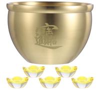 GAROZATION Brass Wealth Basin Money Bowl Decorative Treasure Basin for Feng Shui and Office Use