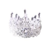 GAROZATION Cake Decoration Baroque with Topper White Crown Crystal Delicate Design, Elegant Headdress Decor or Birthday for Bride Dance Party Wedding Celebration