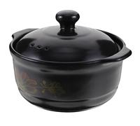 GAROZATION Ceramic Casserole Pot with Lid for 2-3 People High-temperature Resistant Stew Soup Pot Stove Cooking for Braised Chicken and Soup Making