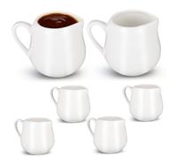 GAROZATION Ceramic Sauce Cup Ceramic Sauce Jug 6Pcs Mini White Porcelain Creamer Jugs with Comfortable Handle for Gravy Salad Dressing Serving