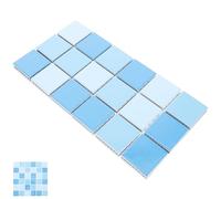 GAROZATION Ceramic Swimming Pool Tiles Blue 36 Pieces Mosaic Squares for Outdoor Pools Bathroom Wall and Kitchen Backsplash Decoration