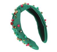 GAROZATION Christmas Hairpin Happy Year Headband Wide Pearl Beaded Headband Stylish Holiday Head Accessories Heart Hair Hoop