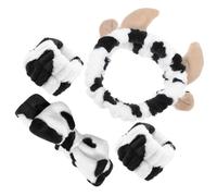 GAROZATION Cow Print Headband for Women with Soft Flannel Material and Chic Bow Design, Lightweight Spa Hairband for Face Washing and Keeping Hair from Face